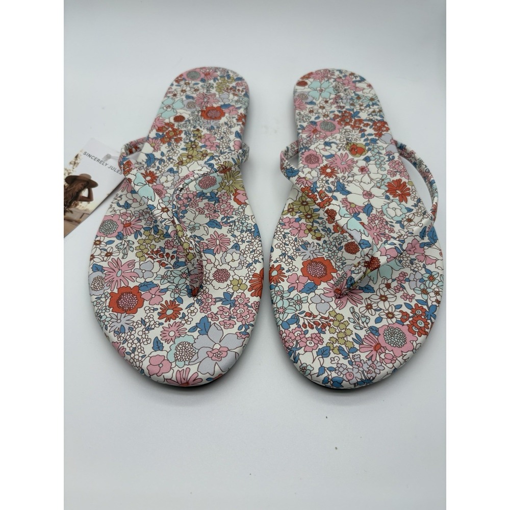 Sincerely Jules Floral Print Flip Flop Sandals, Size 8, NWT